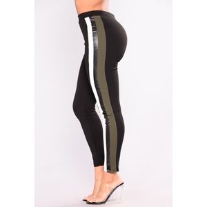 Fashion Nova High-Waist Leather Stripe Legging NWT